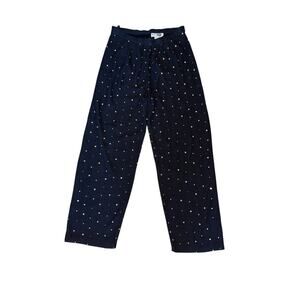 Vintage Lé Club Navy Sequin Knit Pants M 80s 90s Holiday Party NYE Glam Retro